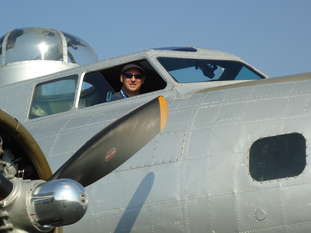 Mike Hoover in the right seat of B-17 Aluminum Overcast